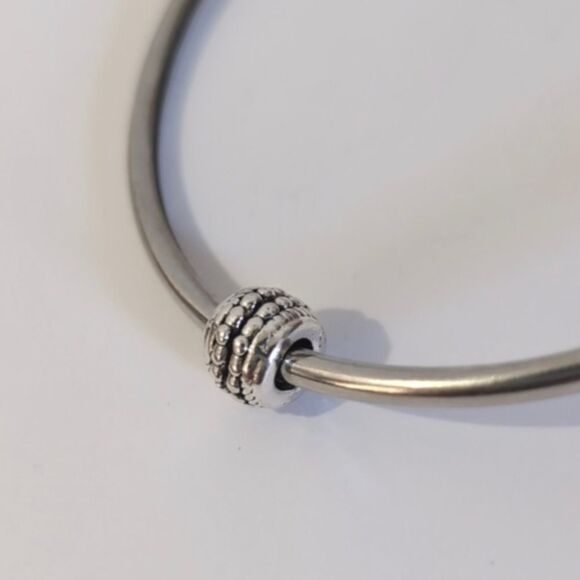 Silver Studded Spacer Charm for Pandora Style Bracelet‎ - Picture 1 of 4